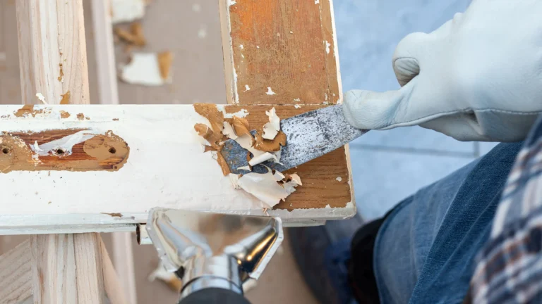 Décapage de peinture avec grattoir