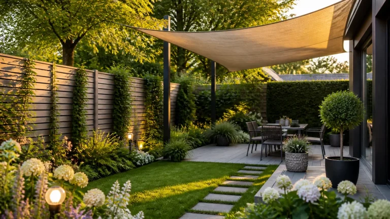 Brise-vue de jardin : les solutions les plus discrètes Jardin avec brise-vue discret et végétation