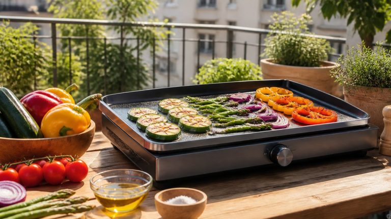 Plancha électrique : bien la choisir pour un balcon, une terrasse ou une cuisine d’été Plancha électrique en usage sur une terrasse extérieure